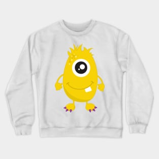 Cute Monster, Yellow Monster, Funny Monster, Silly Crewneck Sweatshirt